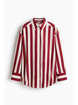 H&M - Women Red Oversized Linen-Blend Shirt