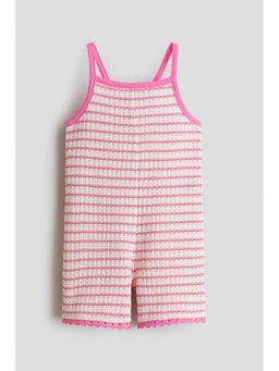 H&M - Girls White Pointelle-Knit Jumpsuit