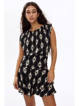 H&M - Women Black Crinkled Tiered Dress