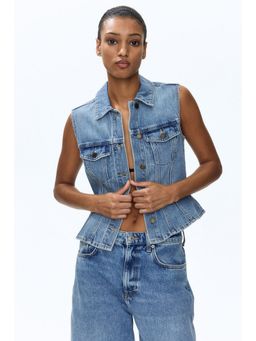 H&M - Women Blue Denim Waistcoat