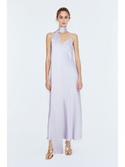 H&M - Women Purple Strappy Satin Dress With Scarf