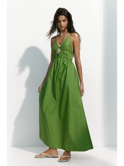 H&M - Women Green Poplin Halterneck Dress