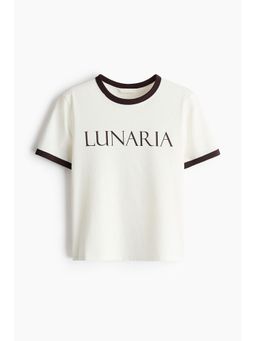 H&M - Women White Print-Motif Cotton T-Shirt