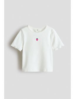 H&M - Girls White Ribbed Top