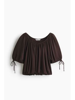 H&M - Women Brown Draped Drawstring-Detail Top