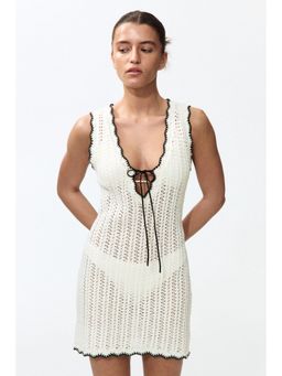 H&M - Women White Pointelle-Knit Beach Dress