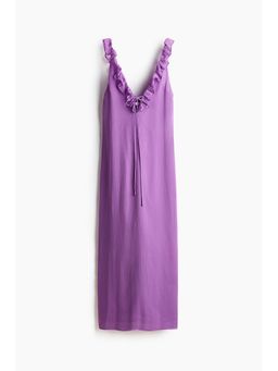 H&M - Women Purple Frill-Trimmed Crinkled Dress