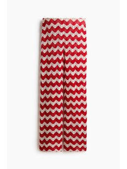 H&M - Women Red Crochet-Look Jacquard Jersey Trousers