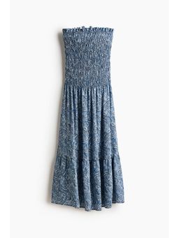 H&M - Women Blue Smocked Bandeau Dress