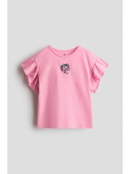 H&M - Girls Pink Appliqued Top
