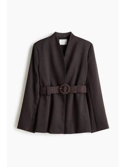 H&M - Women Brown Belted Lapelless Blazer