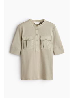 H&M - Women Beige Pima Cotton Henley Top