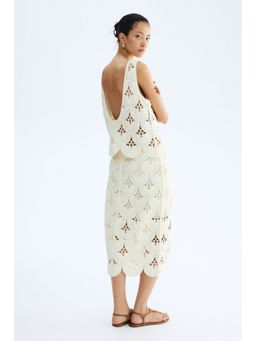 H&M - Women White Crochet-Look Pencil Skirt