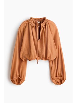 H&M - Women Orange Oversized Balloon-Sleeved Top