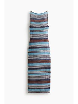 H&M - Women Blue Glittery Hole-Knit Dress