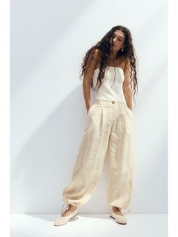 H&M - Women Beige Drawstring-Detail Balloon Joggers
