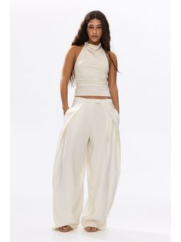 H&M - Women White Wrap-Detail Balloon Trousers