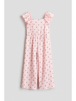 H&M - Girls Pink Textured Jersey Jumpsuit