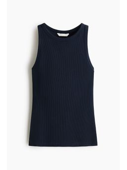 H&M - Women Blue Ribbed Cotton Vest Top