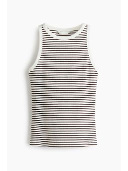 H&M - Women Brown Ribbed Cotton Vest Top