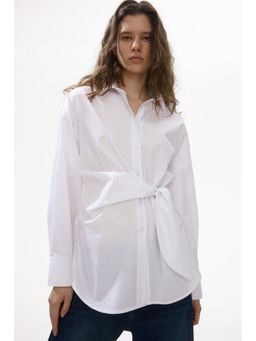H&M - Women White Tie-Detail Cotton Shirt