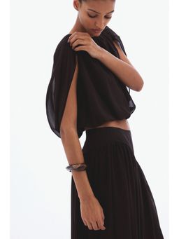 H&M - Women Brown Chiffon Crop Top