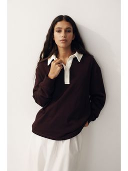 H&M - Women Purple Oversized Rugby Sweatshirt