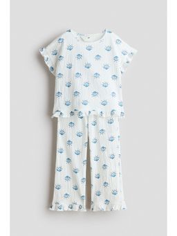 H&M - Girls White 2-Piece Frill-Trimmed Set
