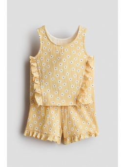 H&M - Girls Yellow 2-Piece Frill-Trimmed Set