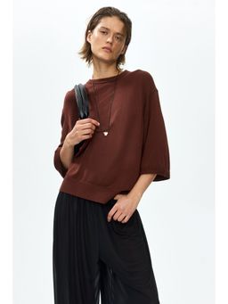 H&M - Women Brown Fine-Knit T-Shirt