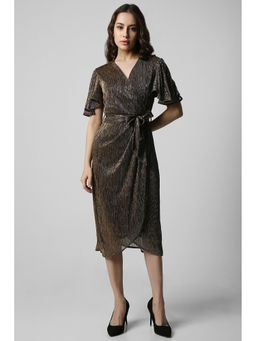 Van Heusen - Women Brown Textured Party Dress
