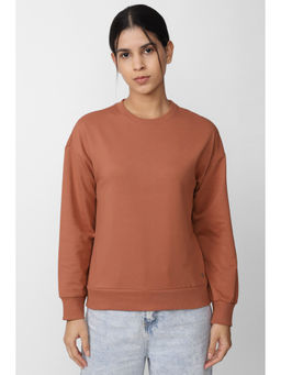 Van Heusen - Women Orange Solid Round Neck Sweatshirt