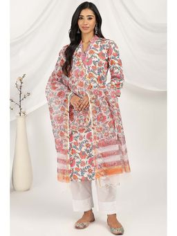 TAHILIYA - White-Pink Kota Doria Dupatta