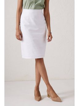 SALT Attire - Pearl Skirt Knee Length White Pencil Skirt