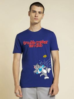 Bewakoof - Men's Blue Troublemaker T&J Graphic Printed T-shirt