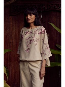 Kaveri - Women Beige Linen Blend Top