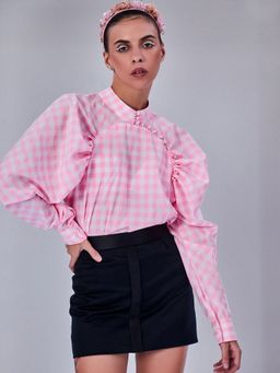 Prot Official - Gingham Check Pink Blouse