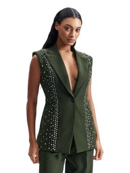 CILVR - Stud Armour Sleeveless Green Blazer