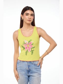 The Clothing Factory - Electric Lily Embroidered Tank