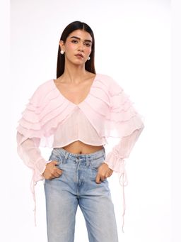 The Clothing Factory - Womens Pink Blush Petal Layered Top