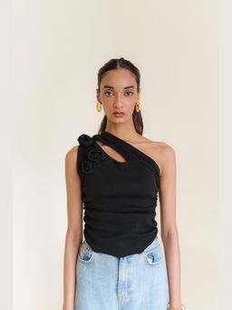 Meko Studio - Pure Cotton Black One Shoulder Top