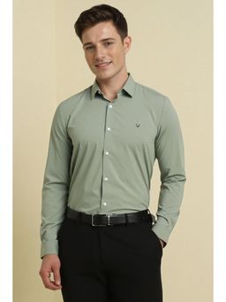 Allen Solly - Men Green Slim Fit Solid Full Sleeves Formal Shirt