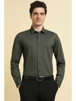 Allen Solly - Men Green Slim Fit Print Full Sleeves Formal Shirt