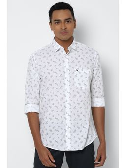 Allen Solly - Men White Slim Fit Print Full Sleeves Casual Shirt