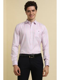 Allen Solly - Men Pink Slim Fit Check Full Sleeves Formal Shirt