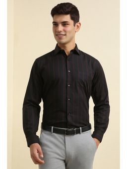 Allen Solly - Men Black Slim Fit Stripe Full Sleeves Formal Shirt