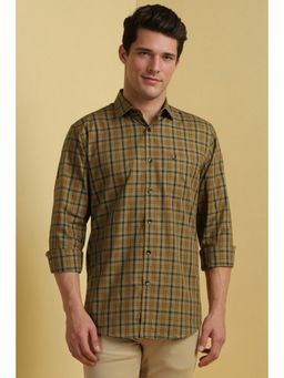 Allen Solly - Men Khaki Slim Fit Check Full Sleeves Casual Shirt