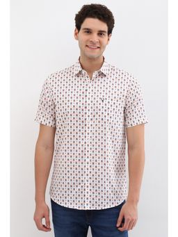 Allen Solly - Men White Slim Fit Print Half Sleeves Casual Shirt