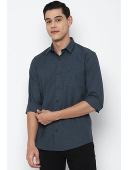 Allen Solly - Men Navy Blue Slim Fit Print Full Sleeves Casual Shirt