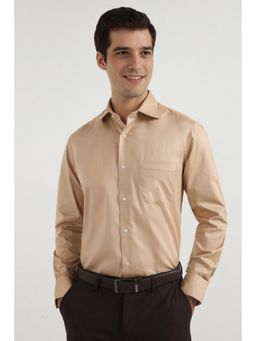 Allen Solly - Men Beige Regular Fit Solid Full Sleeves Formal Shirt